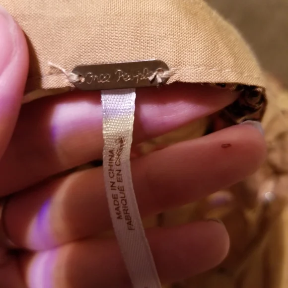 Free People Size Small Gold Paisley Print Sierra Valley V-Neck Boho Style Dress - Picture 5 of 6